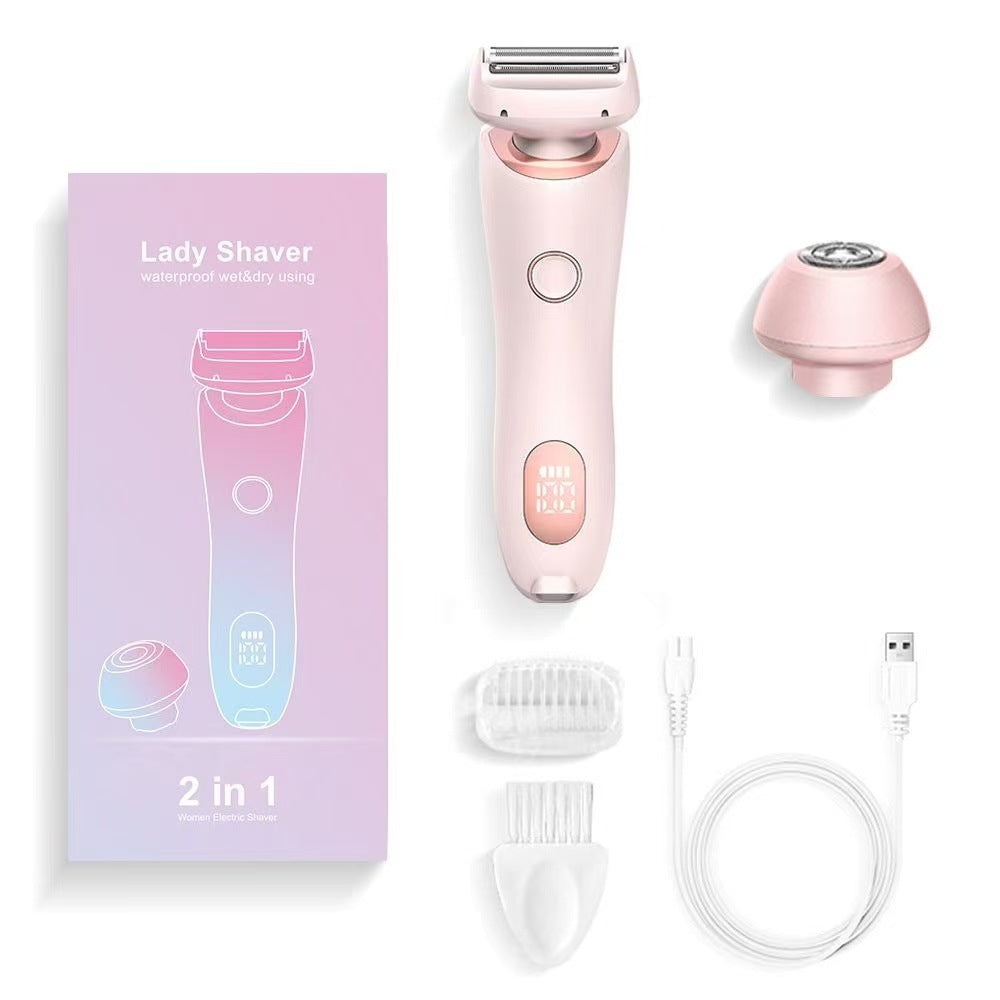 Display screen privates shaver 2-in -1 women's hair trimming whole body